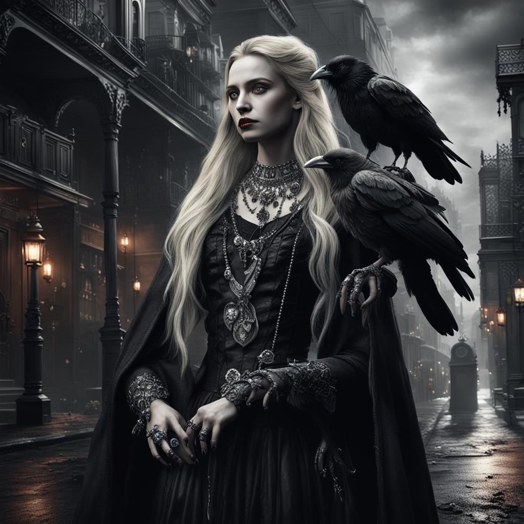 Gothic Vampire Woman in New Orleans Street