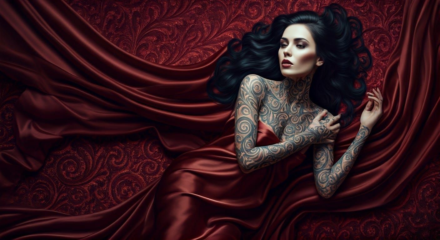 Mysterious Woman in Dark, Opulent Dreamscape