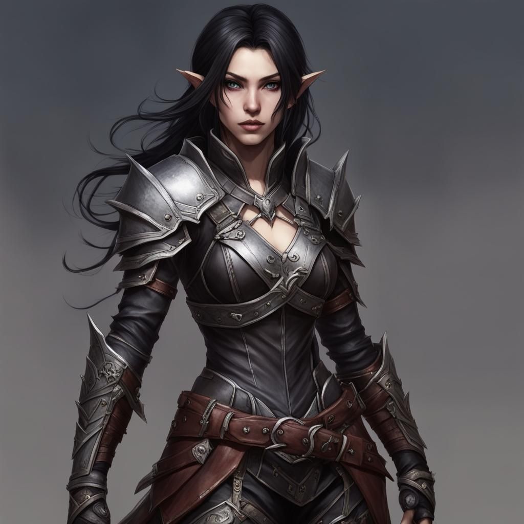 Moon Elf Assassin in Leather Armor