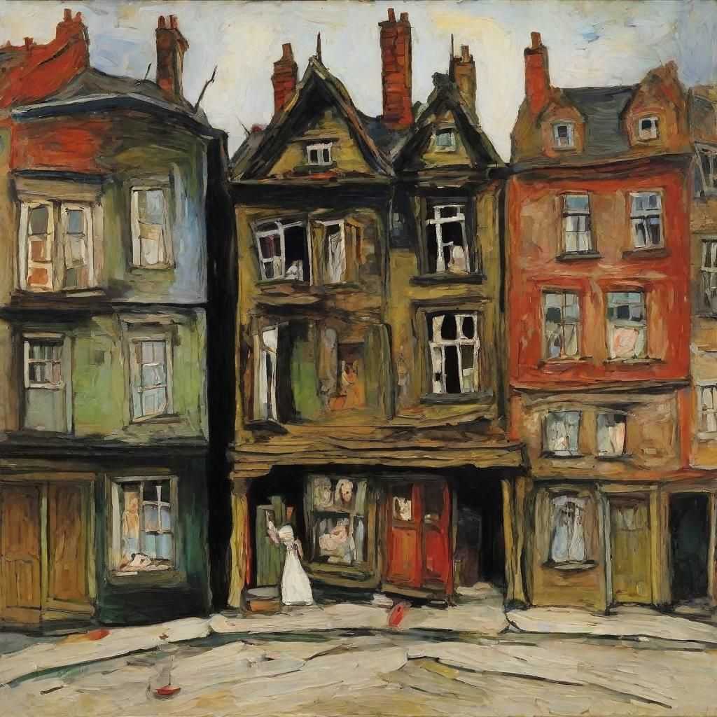 Surreal Masquerade Rabbit in Collapsed Cityscape