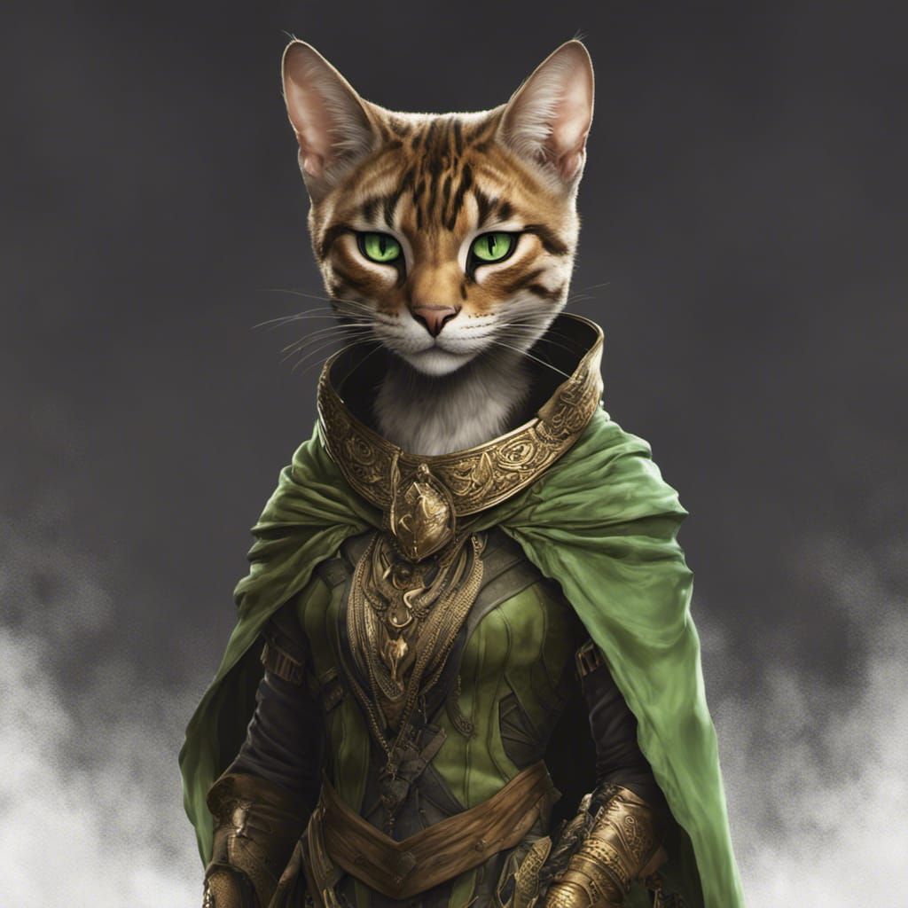 Egyptian Princess Tabaxi Artificer in Fantasy Style