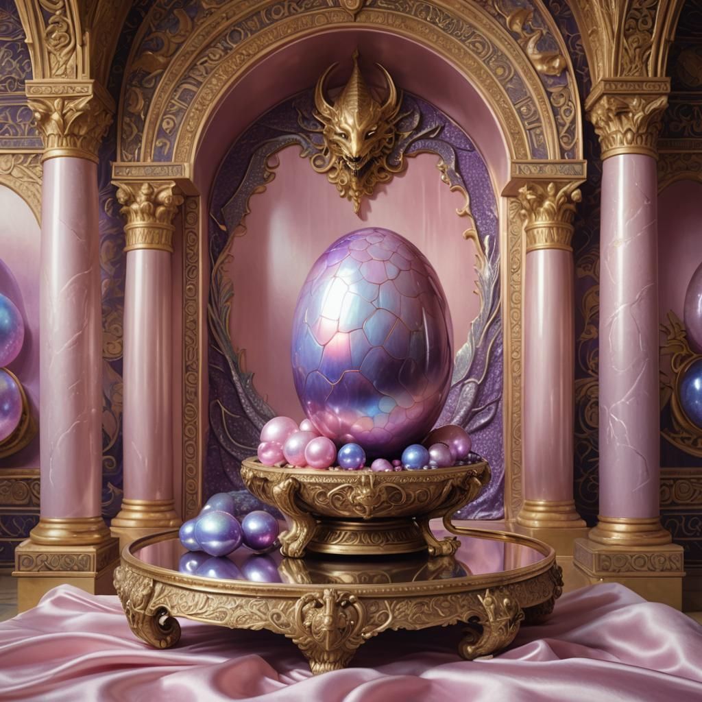 Iridescent Pearl and Dragon Egg in Egyptian Room