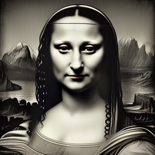 Gothic Mona Lisa Portrait in Photographic Style