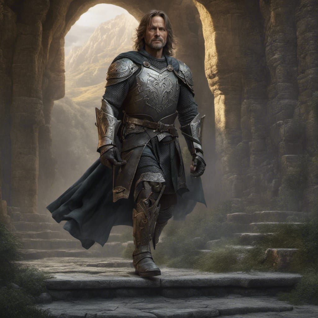 King Aragorn in Gondor Armor: Epic Digital Painting