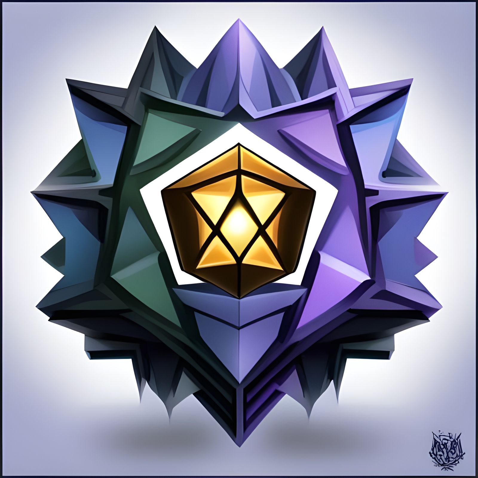 Fractal D20 Dice Logo in Comic Book Art