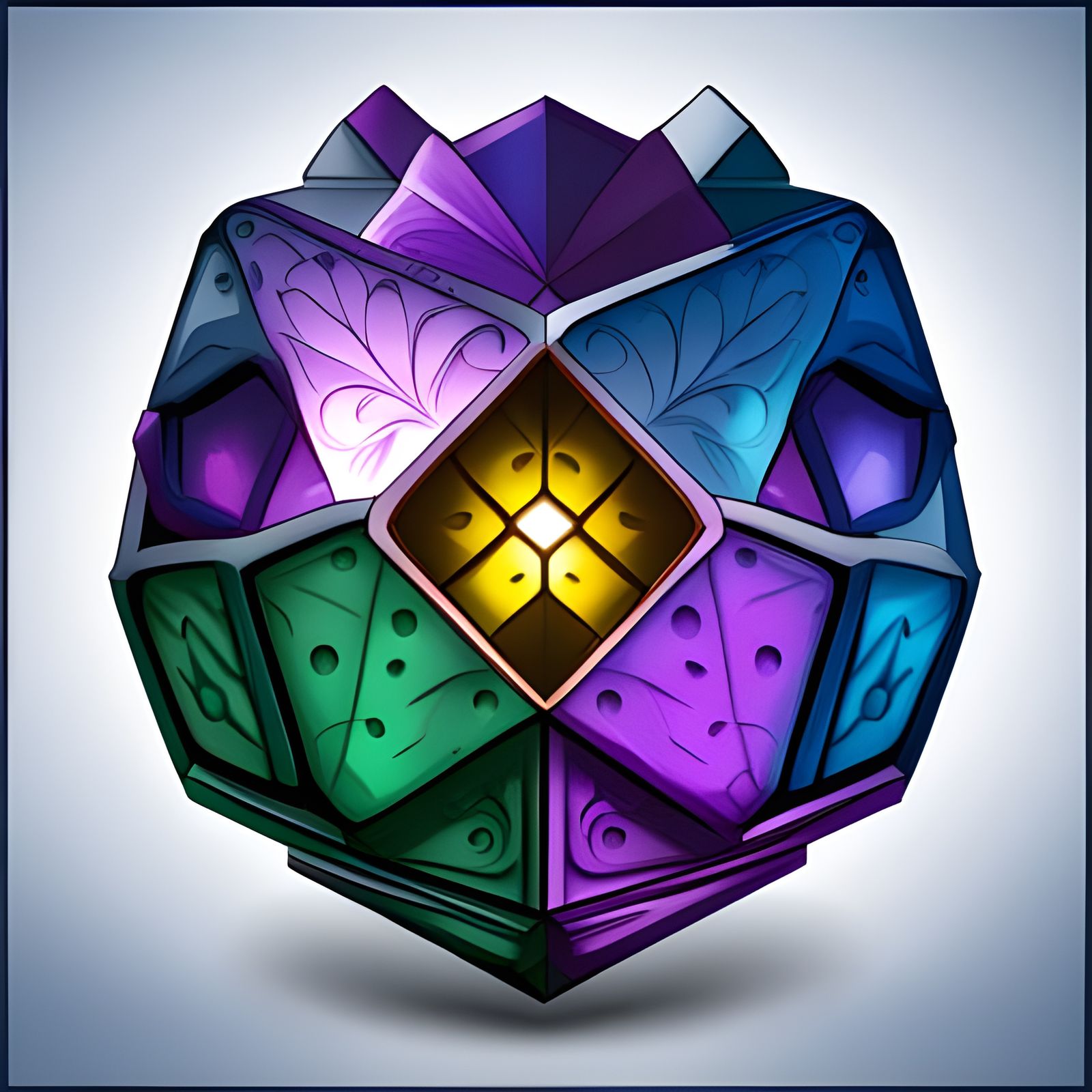 Fractal Dice Logo in Purple and Indigo