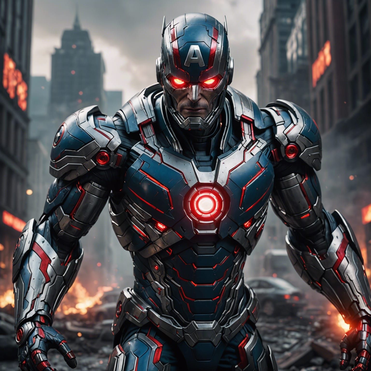 Captain America assimilated by Ultron