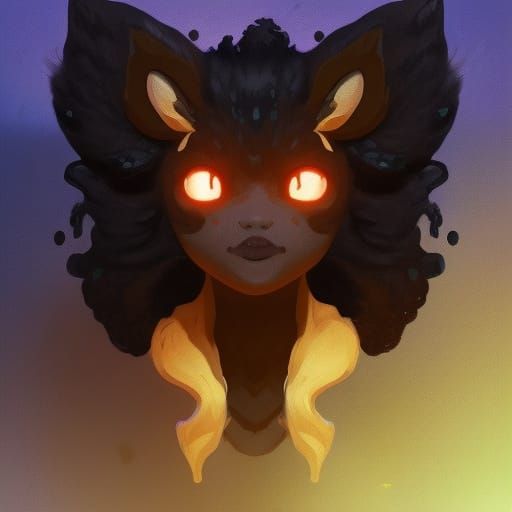 Detailed Black Fox Portrait in Art Nouveau Style