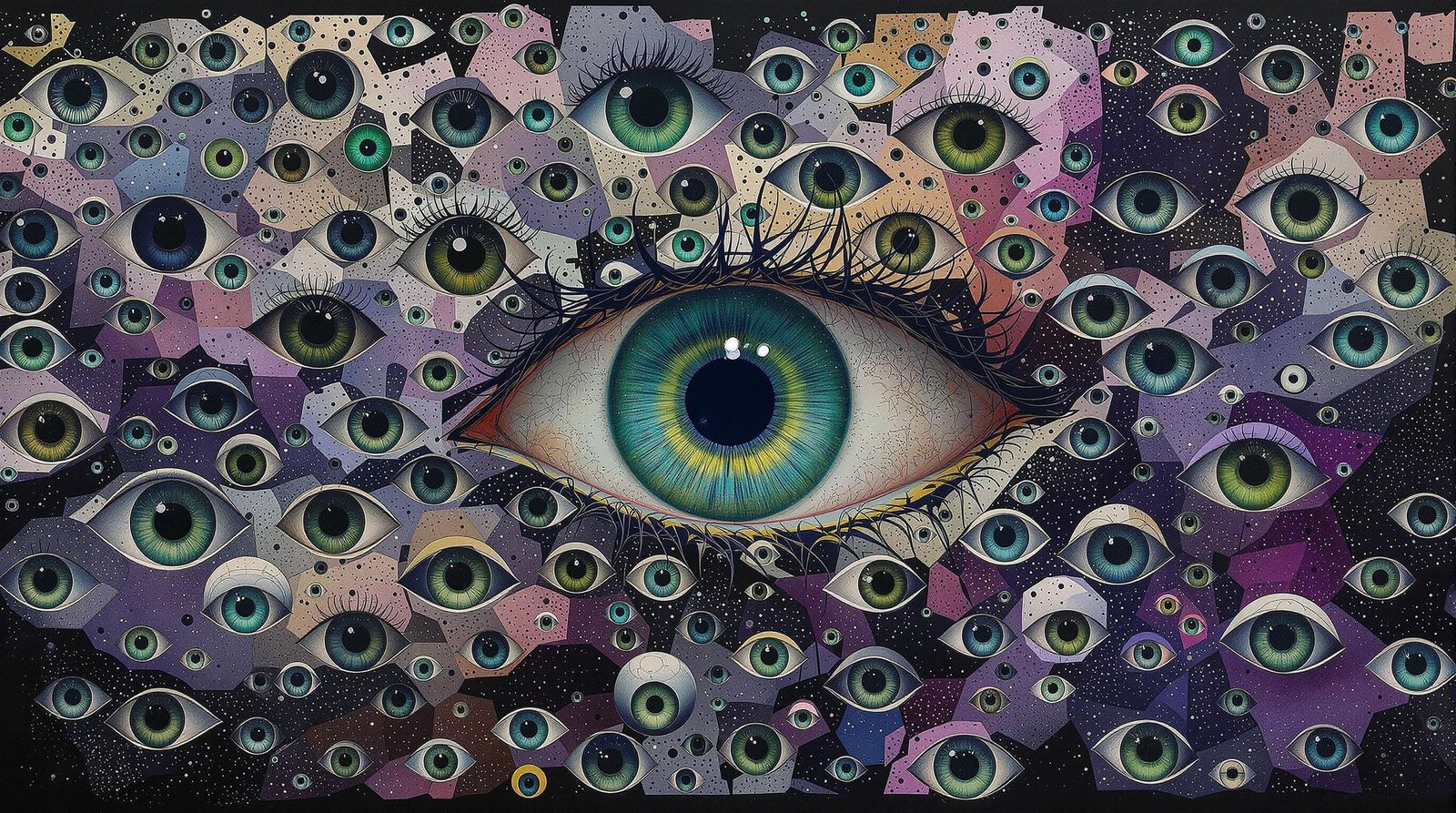 Surreal Eye Swirl in Vermillion Gradient