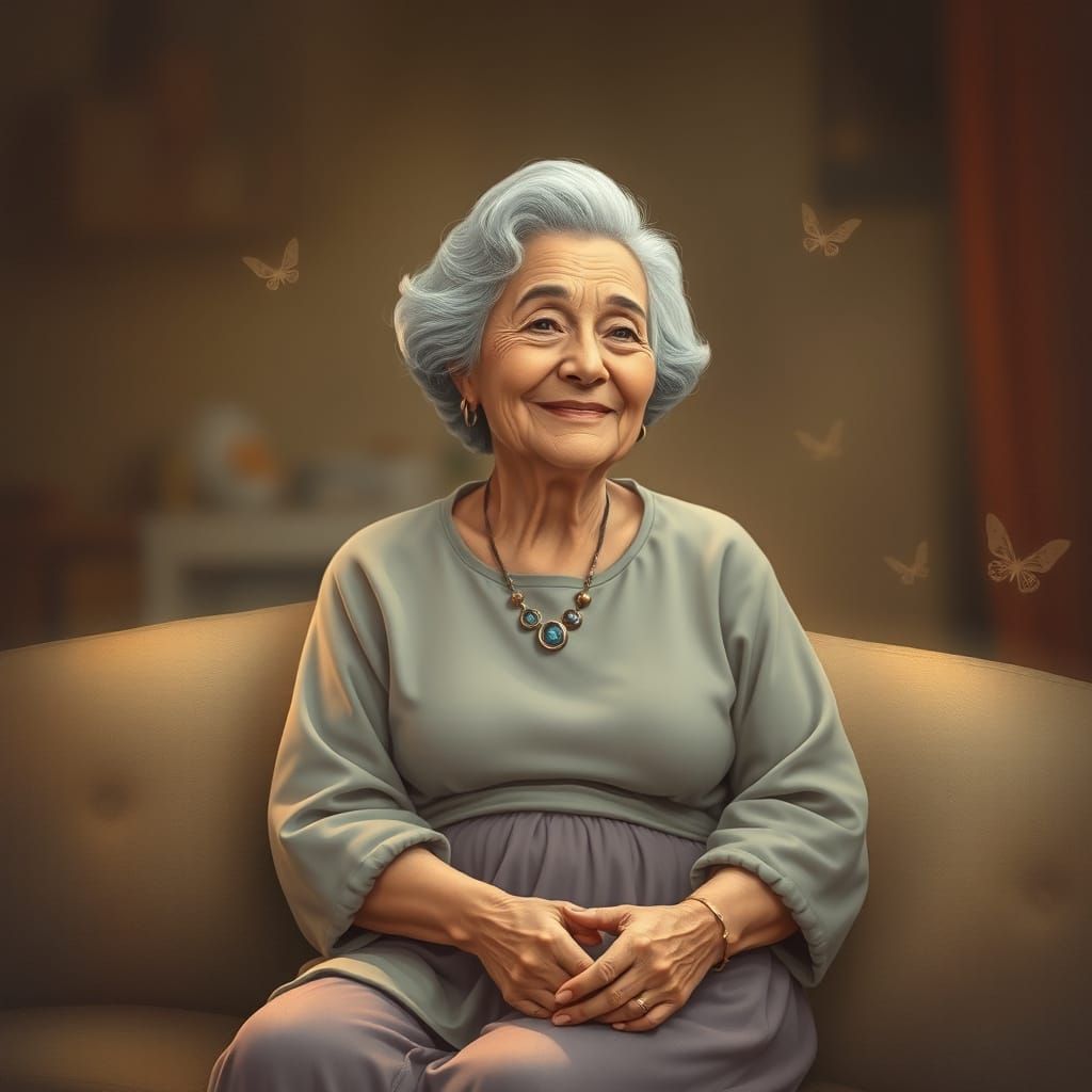 Serene Grandmother in Ethereal Glow