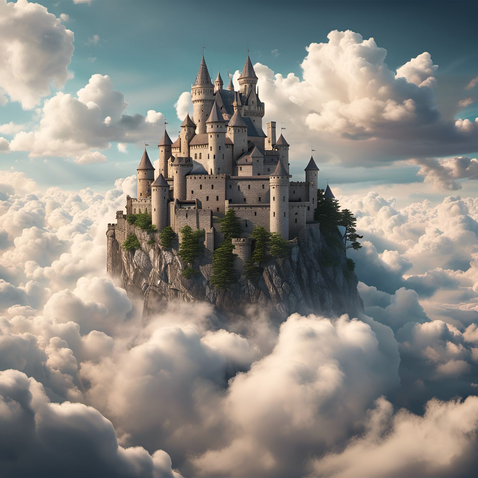Castle in the Clouds: Detailed 8K Resolution