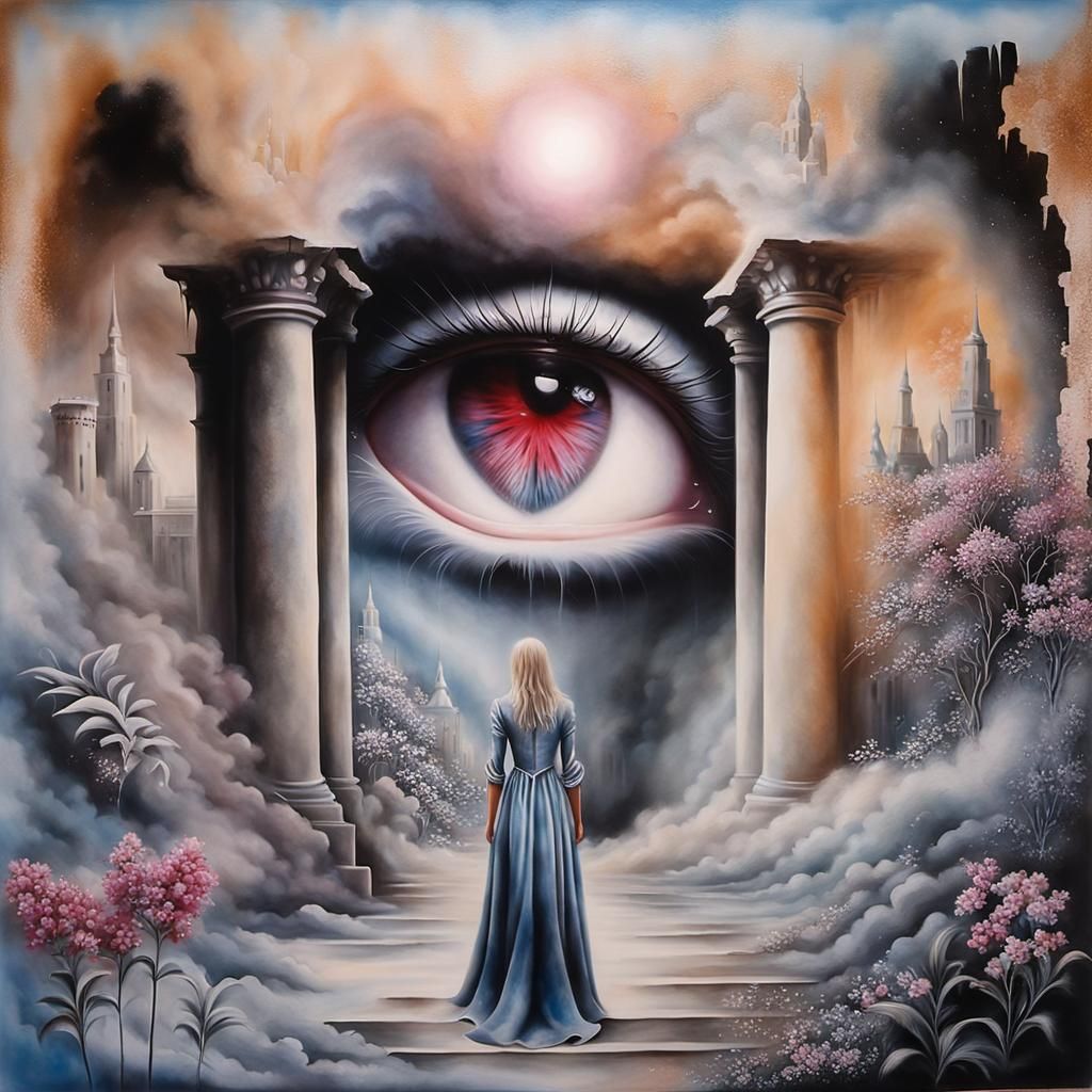 Abstract Face with Acid Wash and Trompe L'oeil