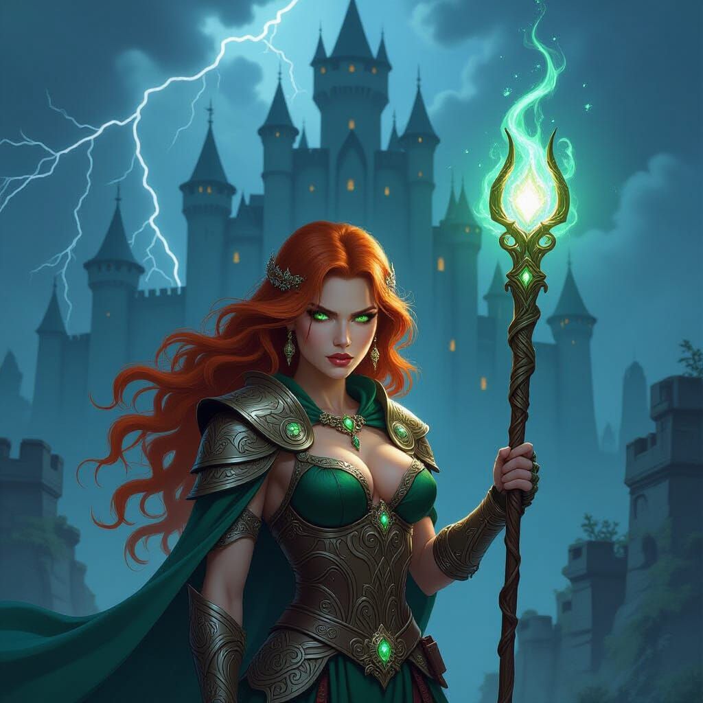 Warrior Princess Unleashes Arcane Energy at Castle