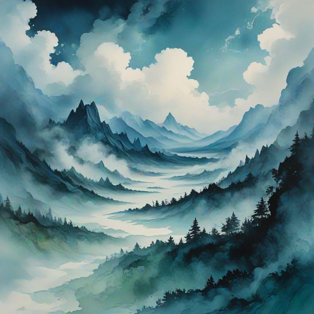 Cyberpunk Vortex Landscape in Ethereal Hues