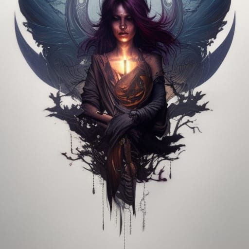 Three Ravens Tattoo Design in Dark Fantasy Style