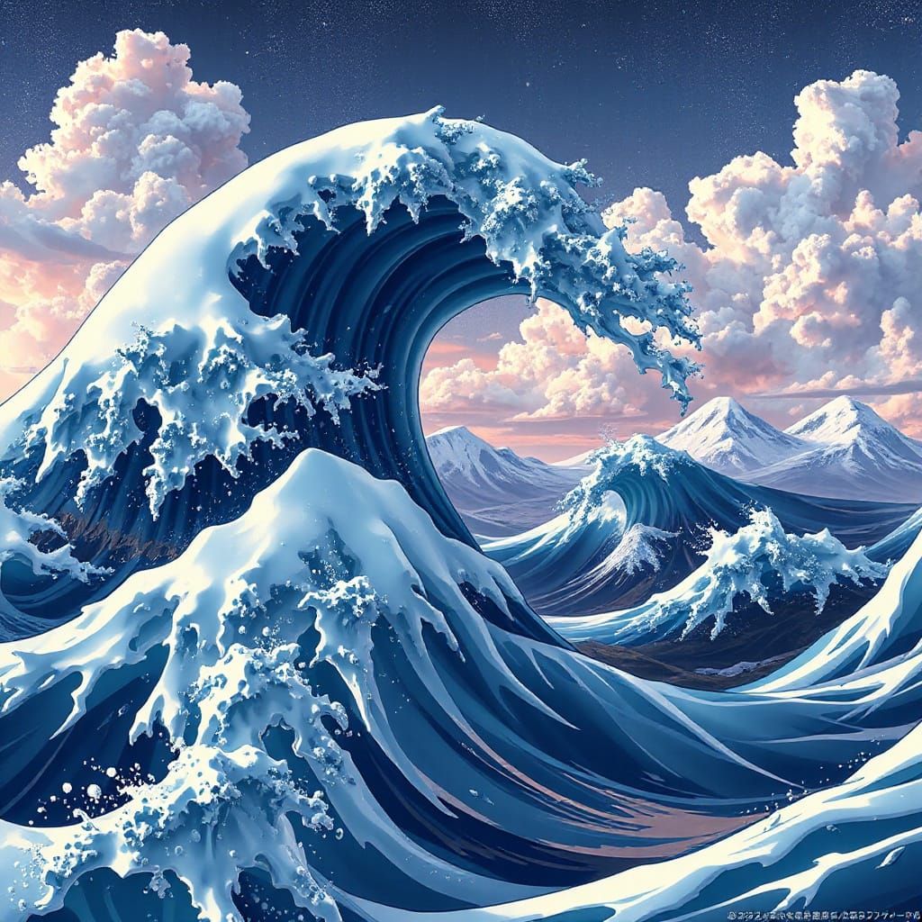 Fantastical Anime Wave in 3D Digital Art