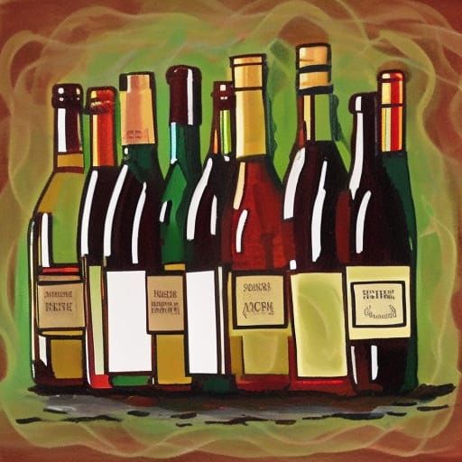 Impasto Vineyard Scene with Trellis and Wine Cellar