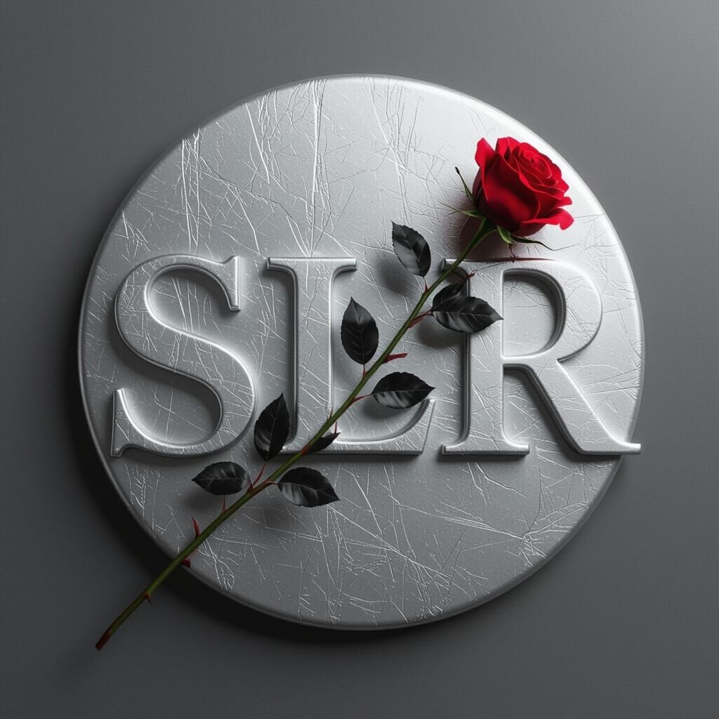 Elegant Silver SLR Letters with Rose, Giger & Beksiński Styl...