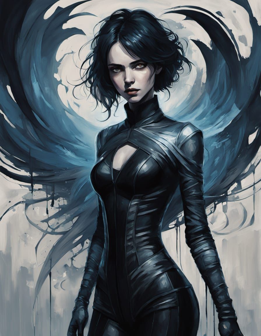 Stylized Dark Fantasy Female Figure in Gothic Art