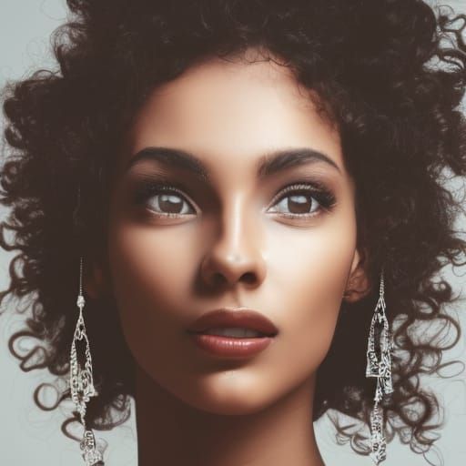 Elegant Brown-Skinned Woman with Silver Hair