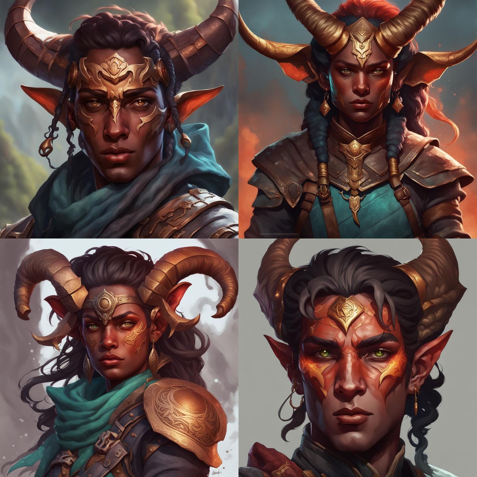 Tiefling Ranger Portrait in Trending Digital Art Style