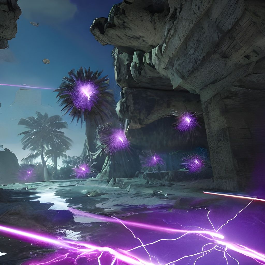 Giant Purple Explosions in Electrified 3D Rendering