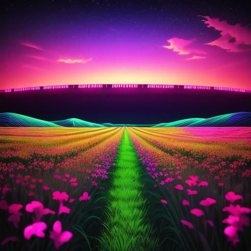 Synthwave Neon Field of Dreams