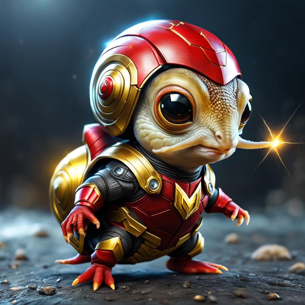 Cute Armored Snail Superhero in Realistic Style