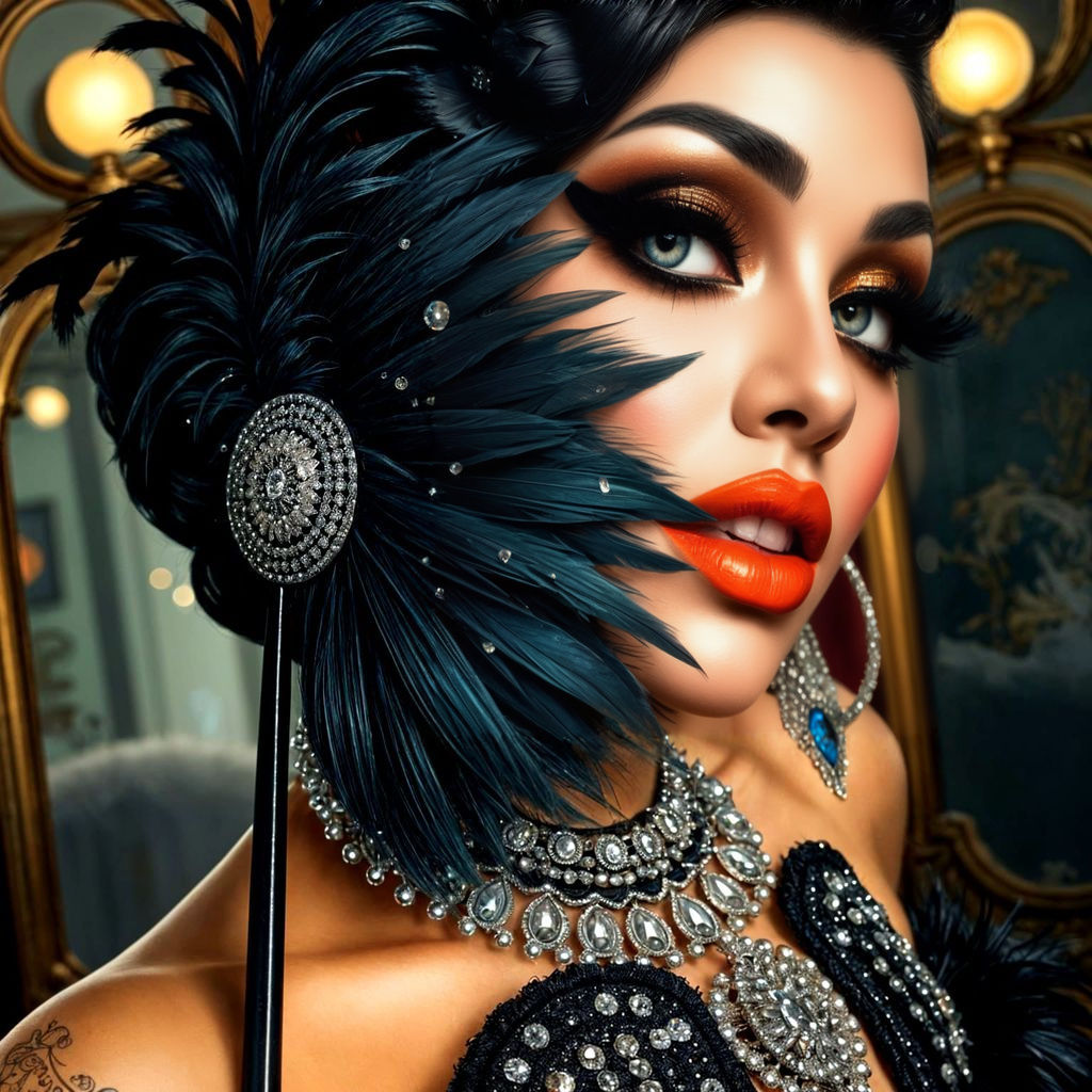 Burlesque Queen Portrait in Art Deco Style