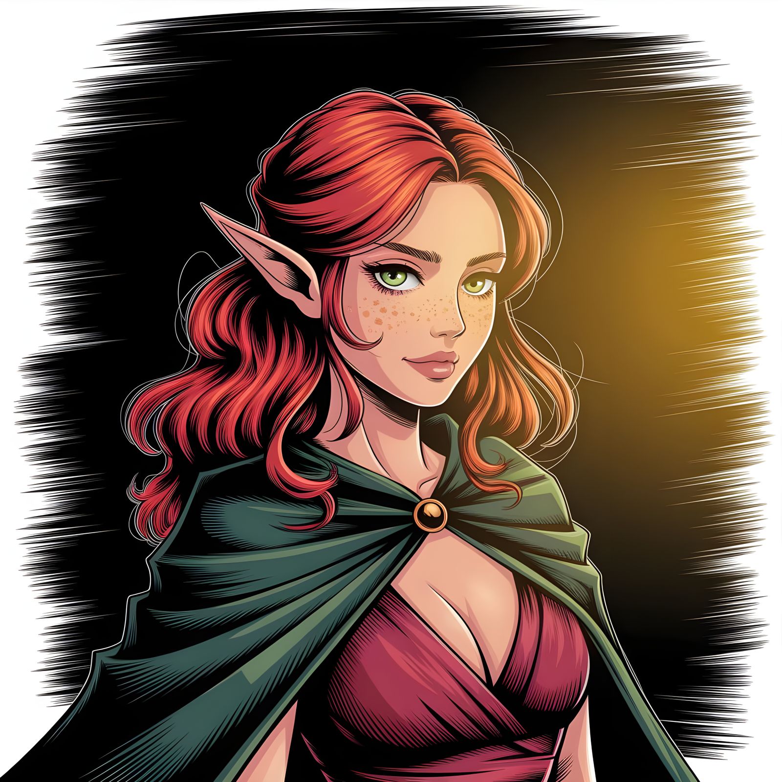 Elf Portrait in Vibrant Anime Style