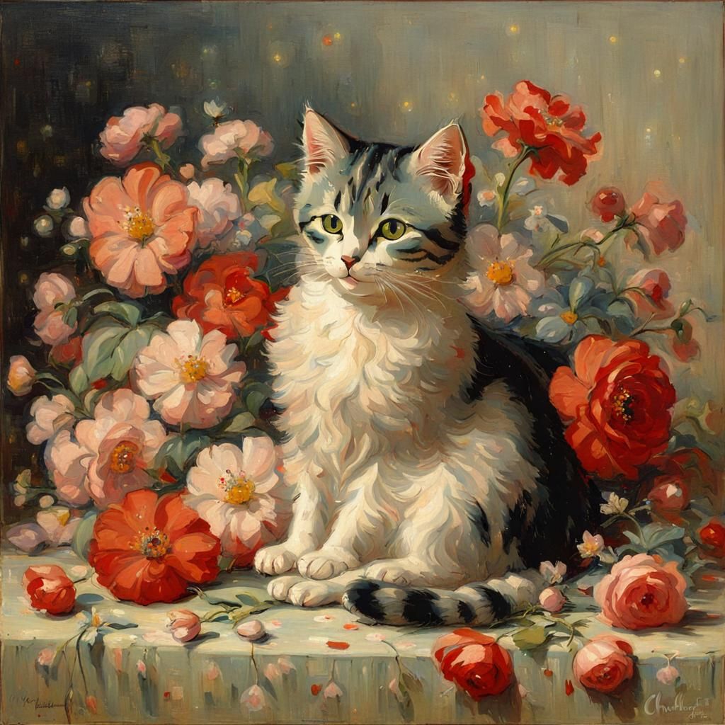 Impressionist Artist Charles Hoffbauer in Whimsical Floral S...