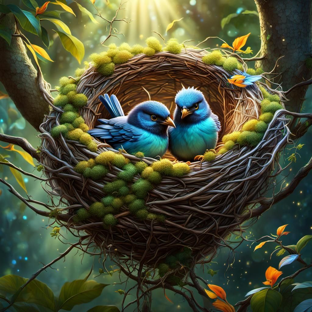 Magical Bird Nest with Electric Sparkles