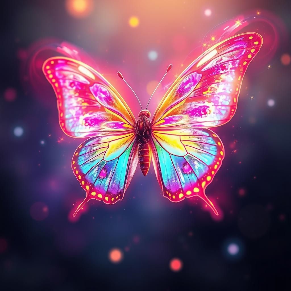 Luminescent Butterfly in Futuristic Digital Art Style