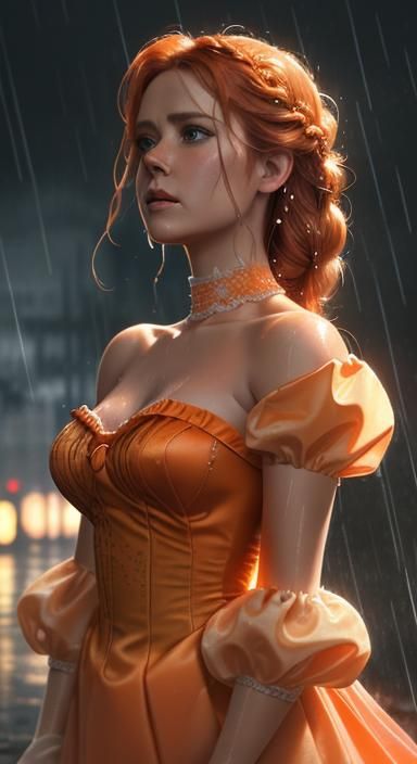 Amy Adams as Princess Peach in Orange Gown