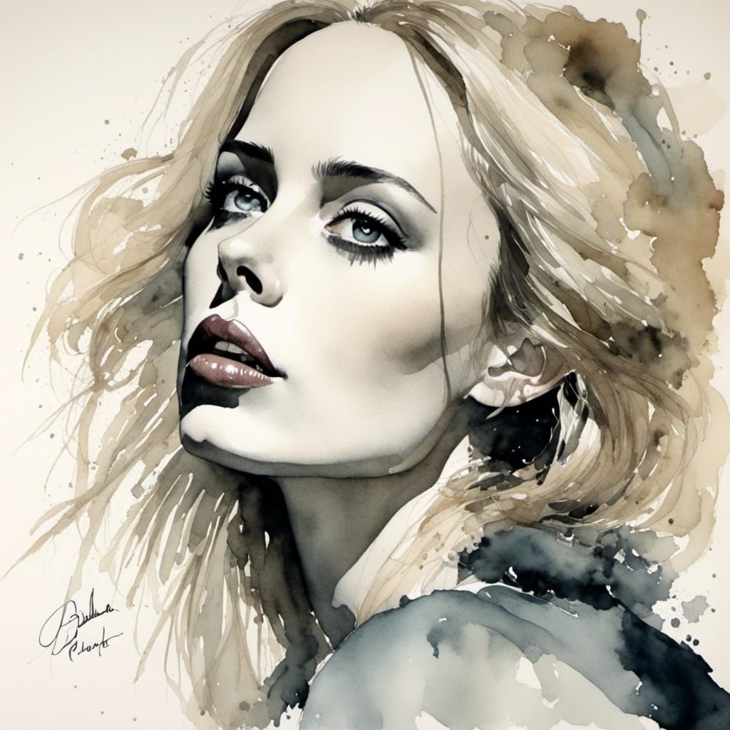 Elegant Portrait in Fashion Illustration Style