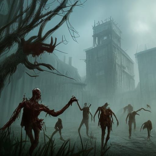 Detailed Zombie Apocalypse Matte Painting