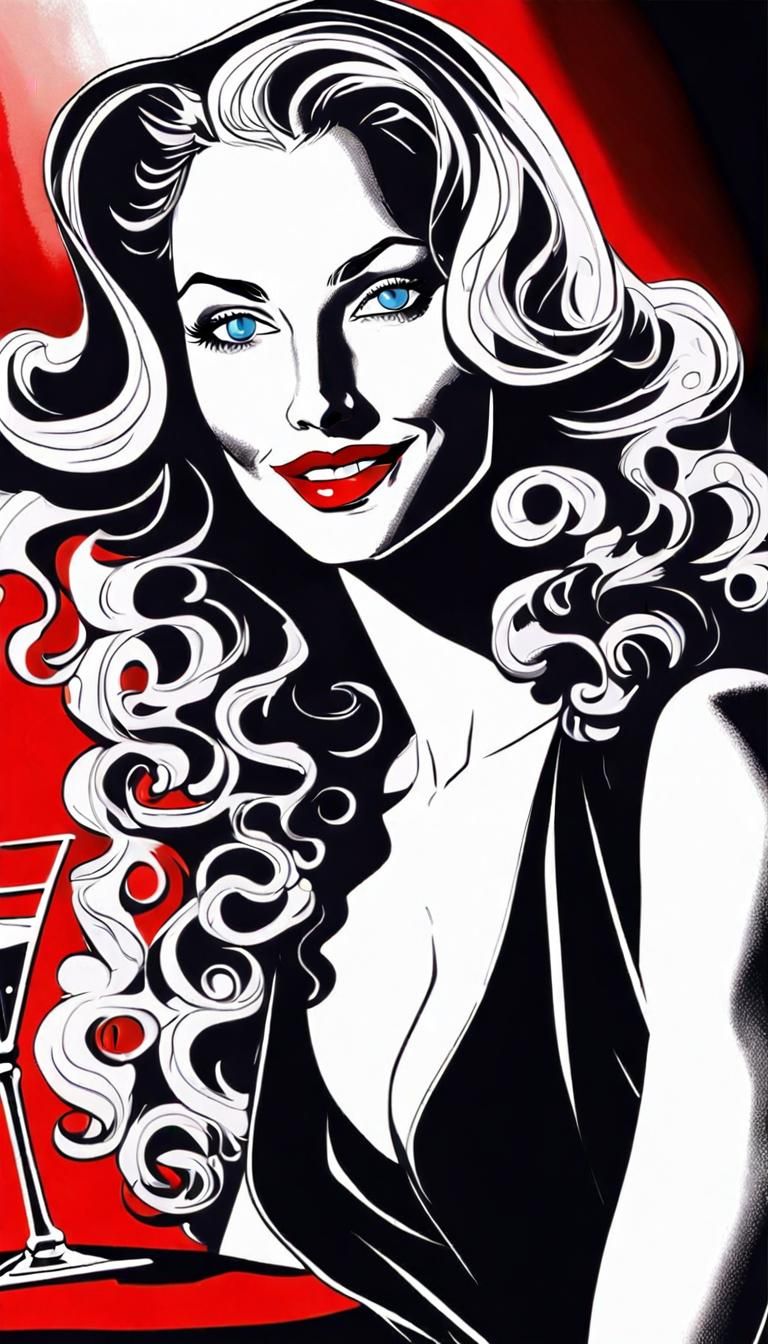 Sin City Style Woman with Blue Eyes