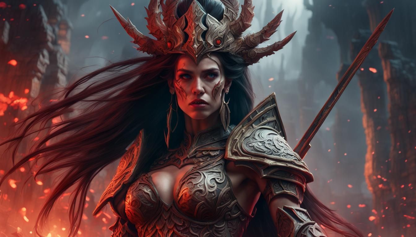 Epic Gorean Princess Fighter in Digital Matte Painting