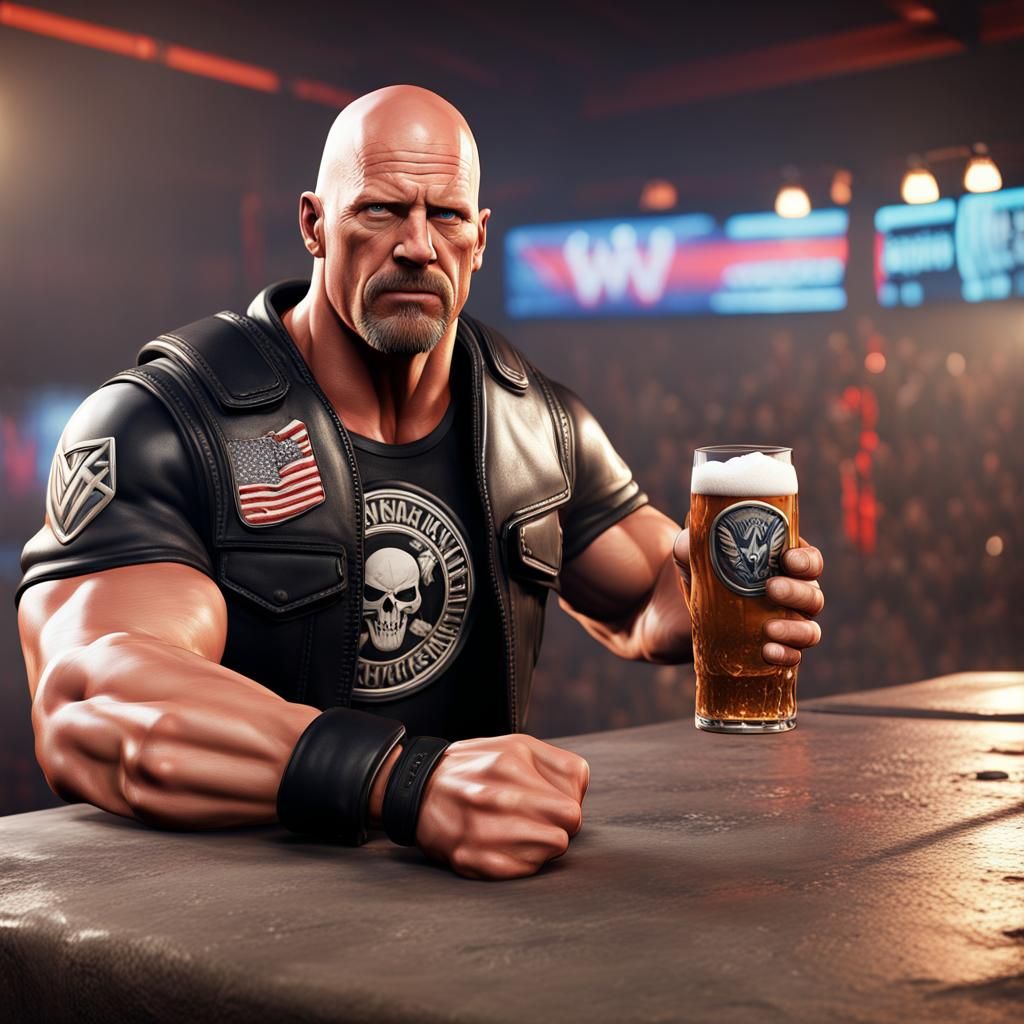 Stone cold Steve Austin WWE drink a little beer