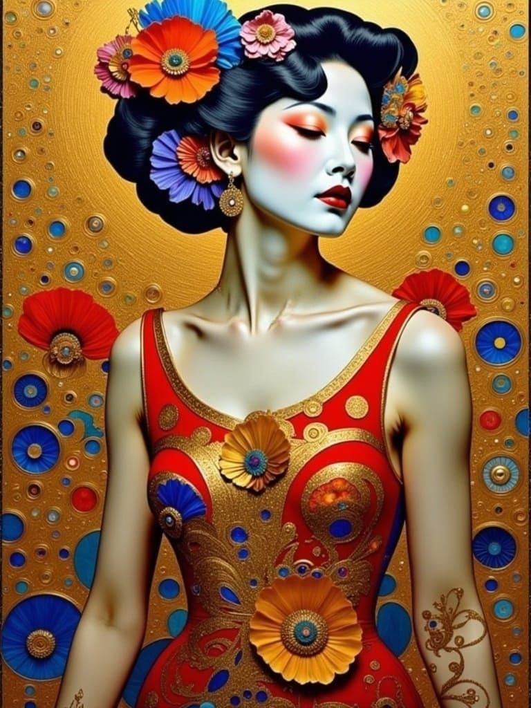 Golden Woman Portrait in Vienna Secession Style