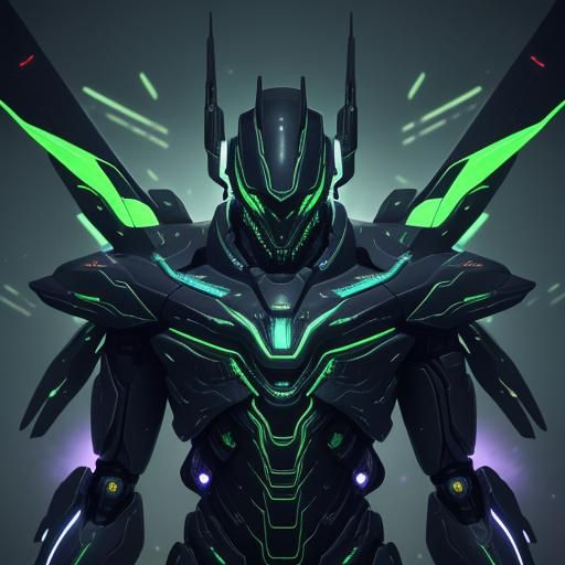 Neon Biomechanical Alien Robot in Sci-Fi Illustration