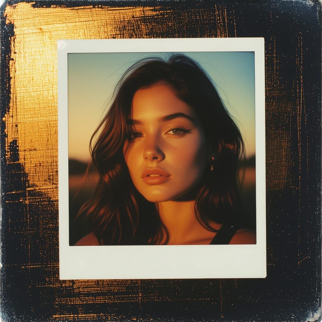 90s Polaroid Self-Portrait in Golden Hour Oil Painting Style