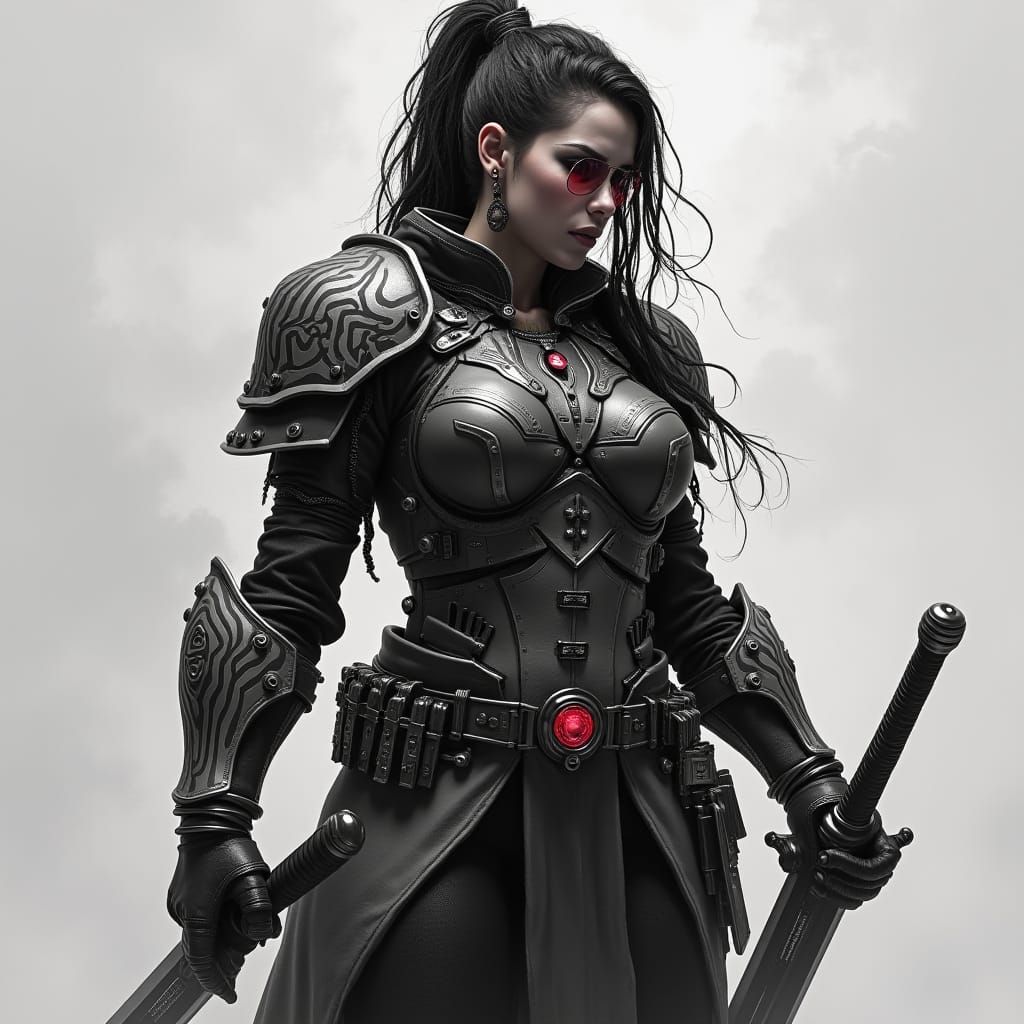 Sci-Fi Latino Warrior in Zebra Etched Warhammer Armor