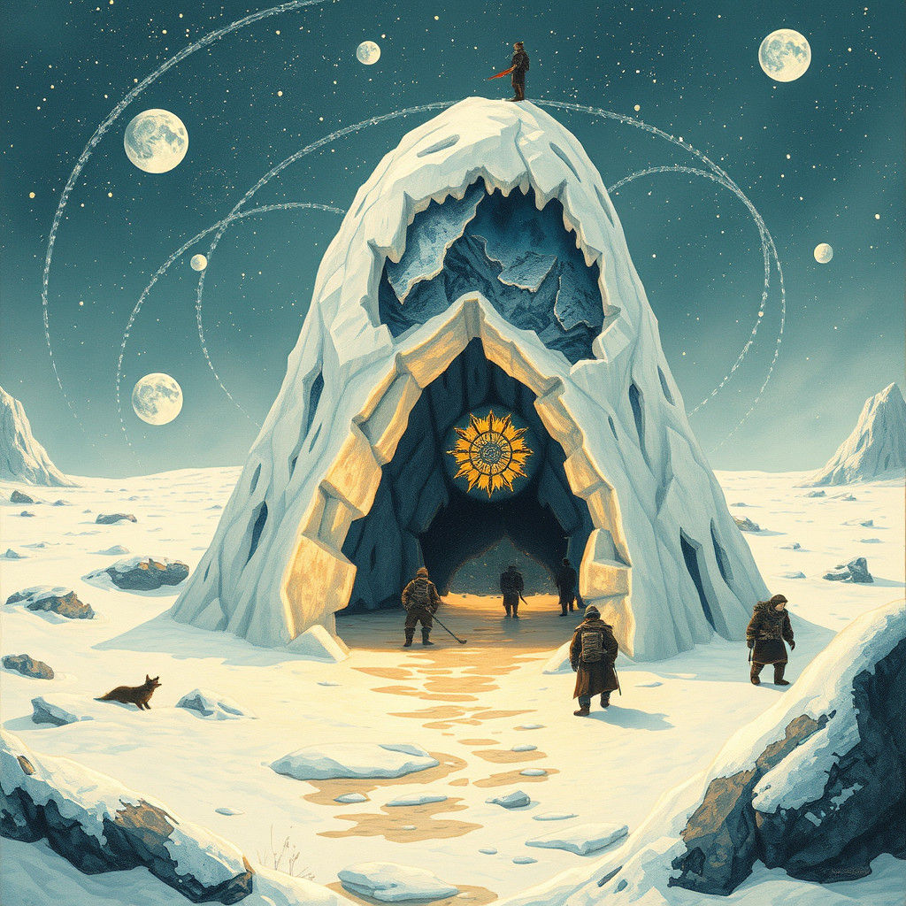 Icy Igloo Illustration in Surreal Style