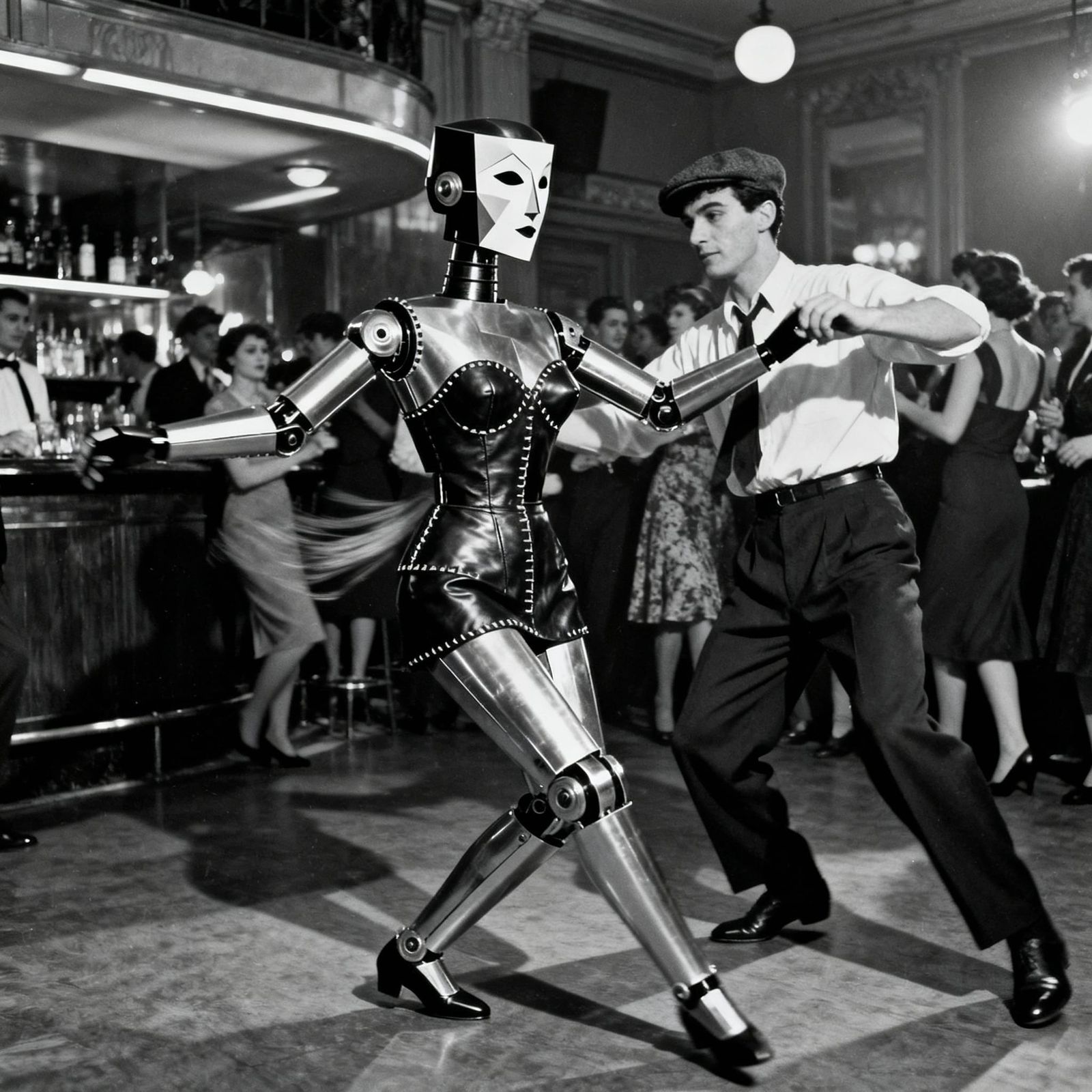 Vintage Automaton Dances in 1950s Parisian Bar