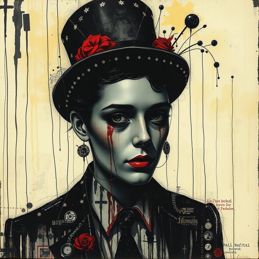 Glitchcore Circus Ringmaster in Avant-Garde Portraiture