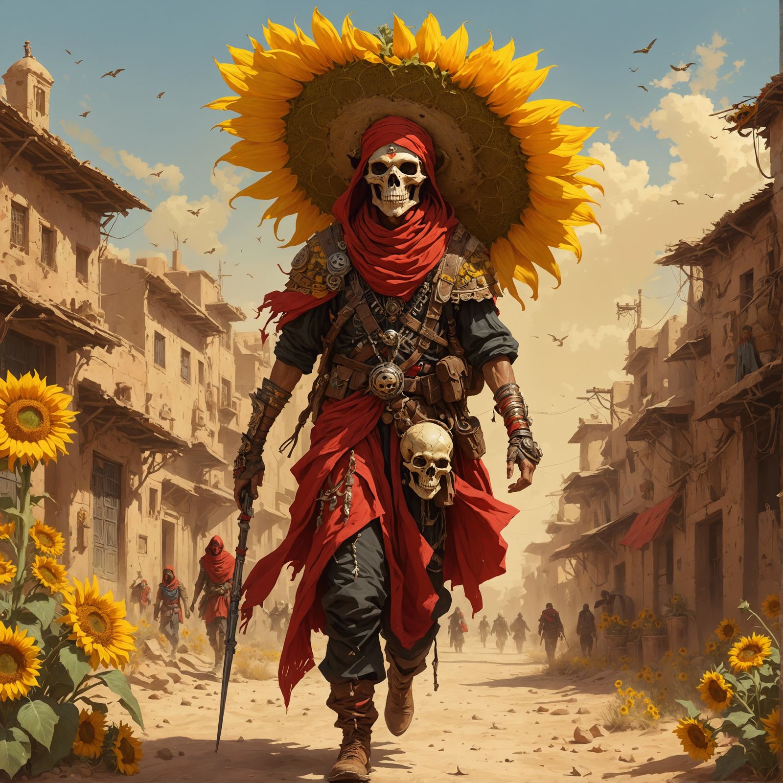 Desert Nomad in Sunlit Streets: Fantasy Concept Art
