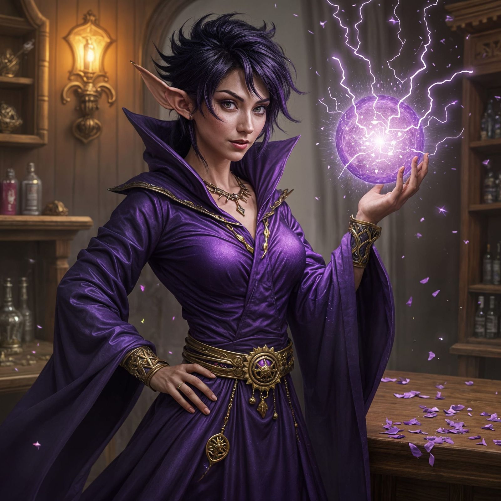 Elven warlock about to put some magic in someone's behind