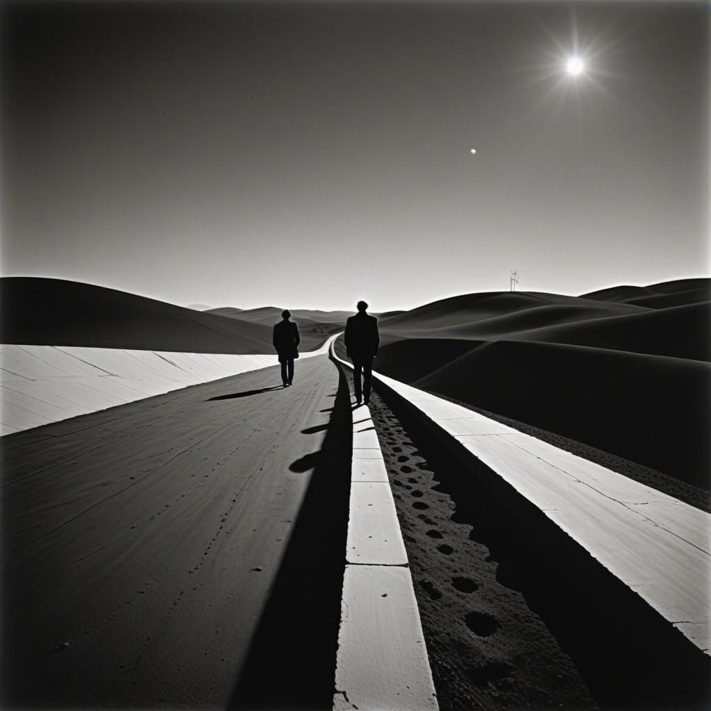 Distorted Desert Landscape with Disorienting Perspective