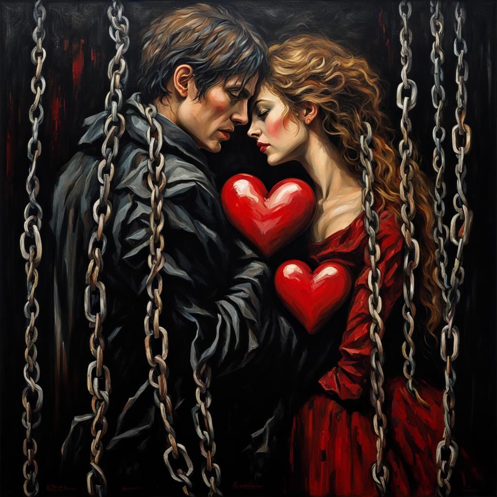 Chains of Love: A Grotesque Impressionist Portrait